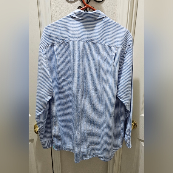 Tommy Bahama Relaxed Linen Blue Striped Men's Shirt Size Large NWT - Picture 6 of 13